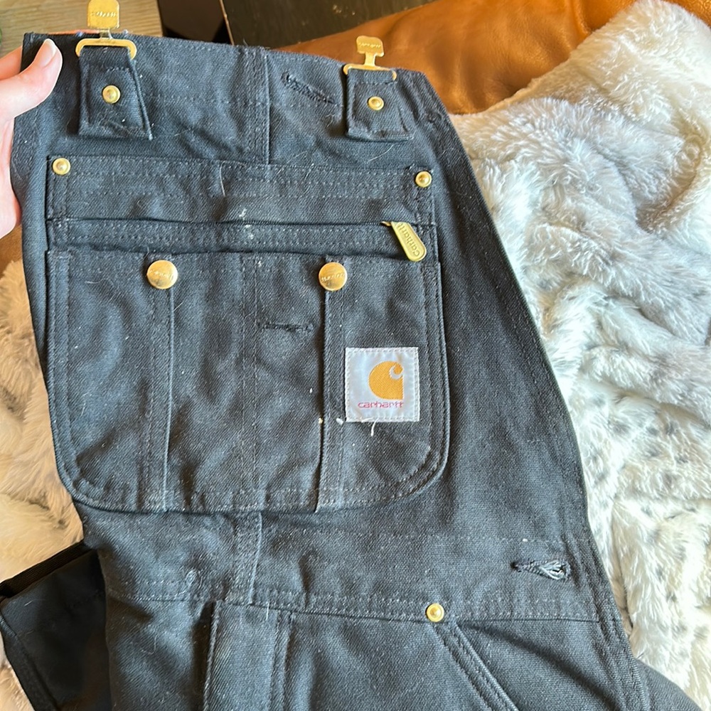 CARHARTT MEN'S QUILT-LINED ZIP-TO-THIGH BIB OVERALLS - BLACK